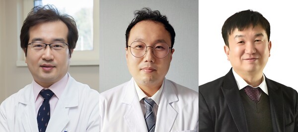 (왼쪽부터) 울산의대 서울아산병원 재활의학과 전재용 교수·의공학연구소 천화영 박사·서울과학기술대학교 윤현식 교수. [사진 서울아산병원]