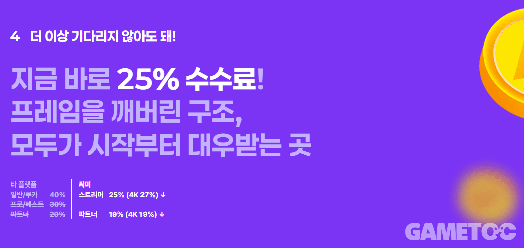 강점으로 내세운 저렴한 수수료 (사진= 씨미 공식 홈페이지)